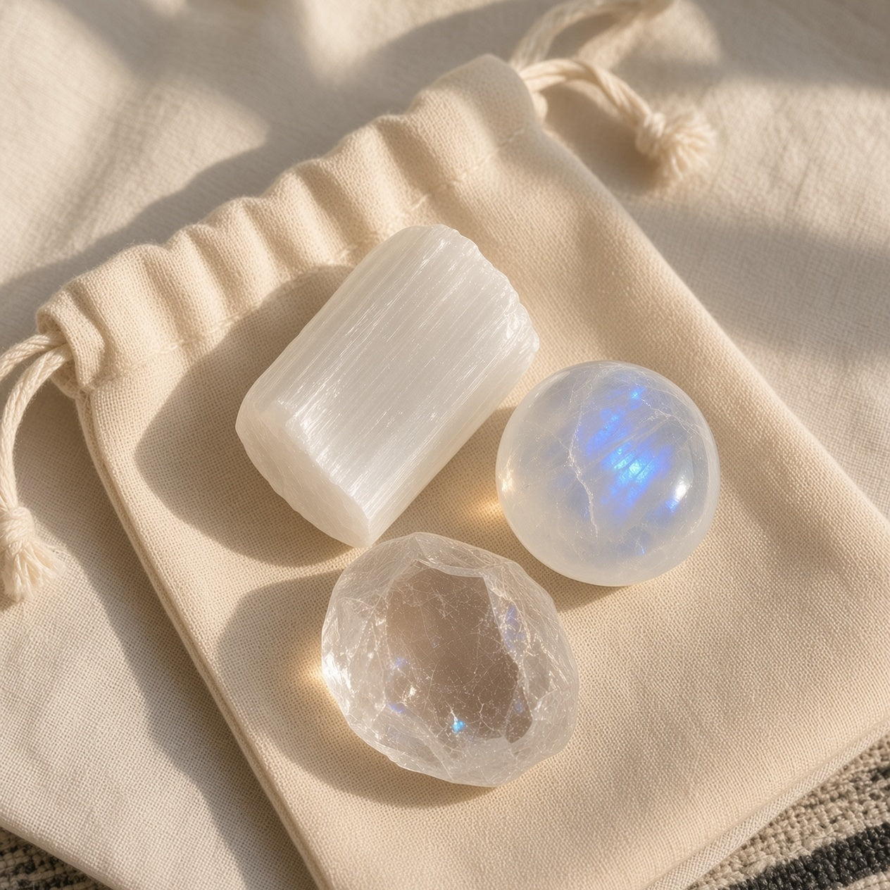The Fresh Start Cleanse — Selenite, Moonstone & Clear Quartz Bundle