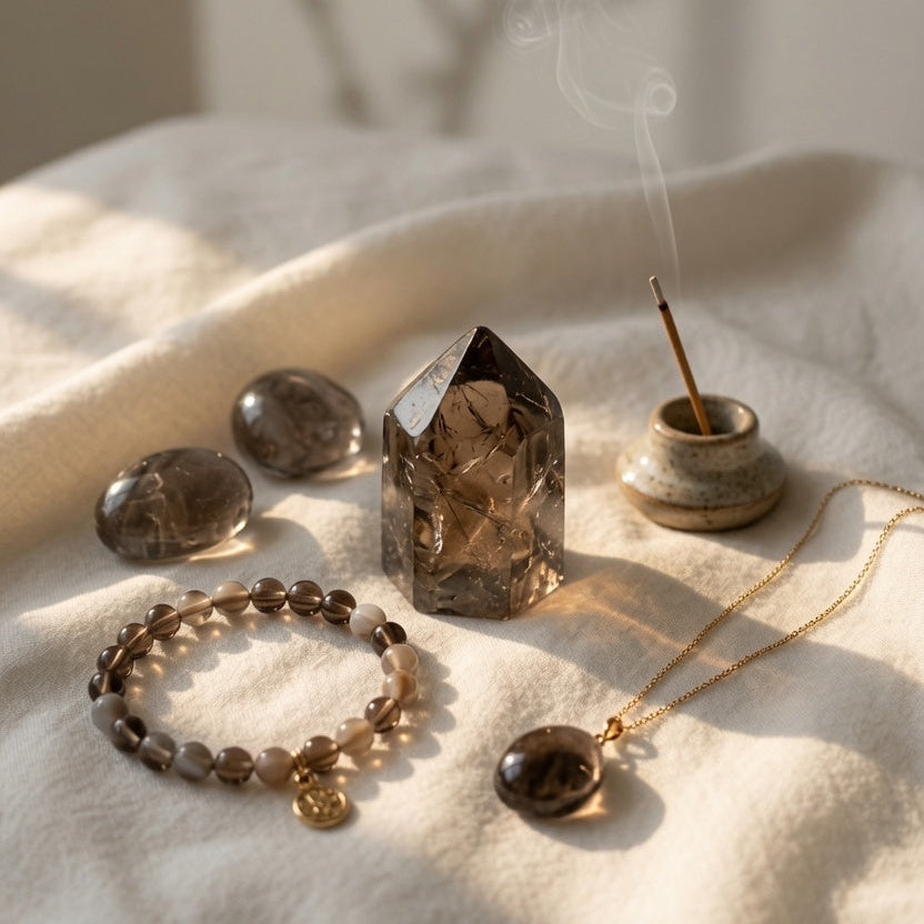 Natural Smoky Quartz Raw Stone — Grounding & Protection Crystal