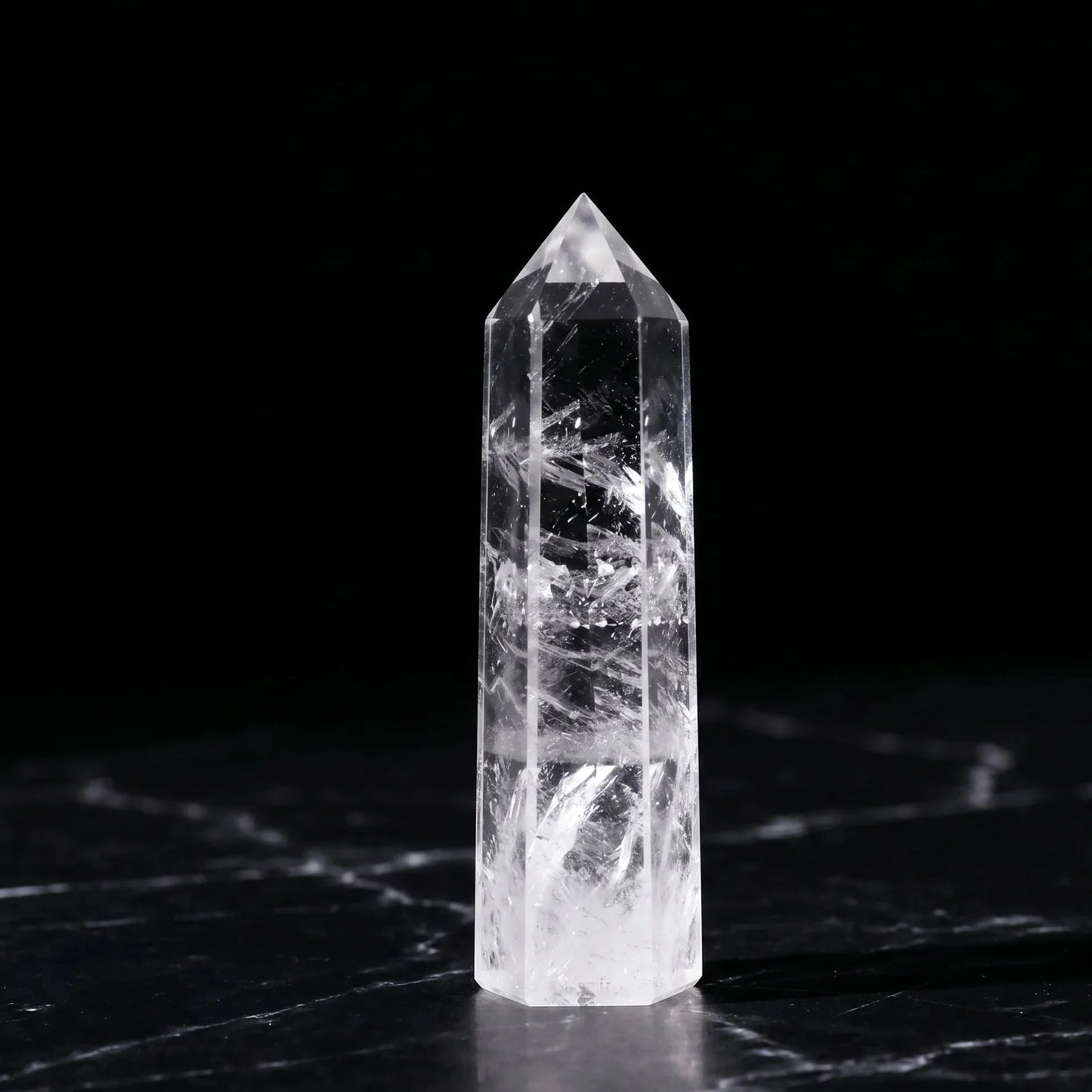 Natural Clear Quartz Tower Point – Clarity & Amplification Crystal | Polished Hexagonal Obelisk