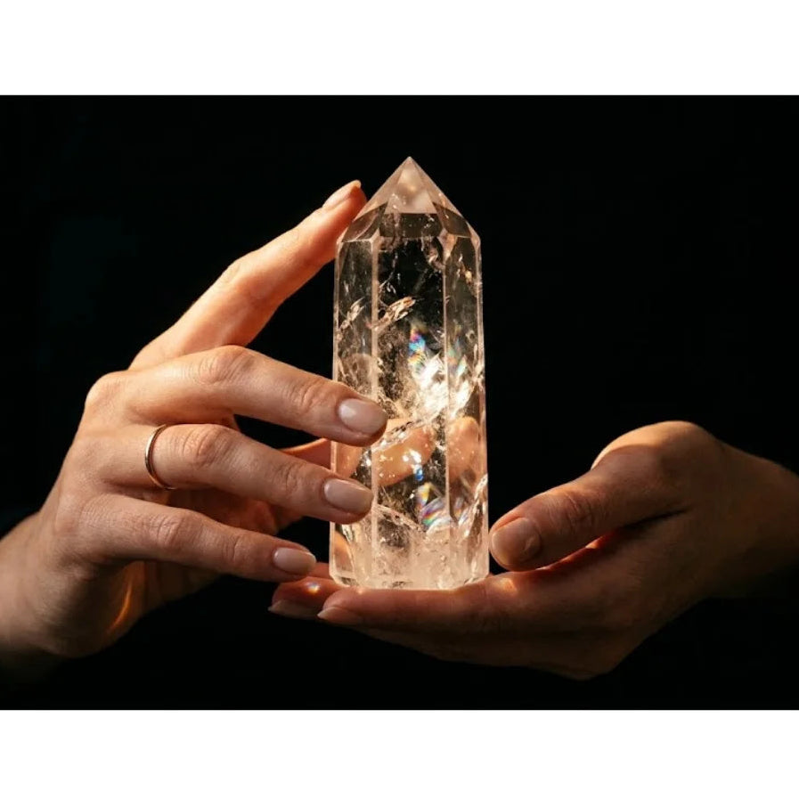Natural Clear Quartz Tower Point – Clarity & Amplification Crystal | Polished Hexagonal Obelisk