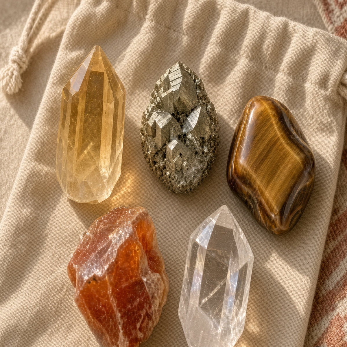 The Ambition Altar — Citrine, Pyrite, Tiger's Eye, Carnelian & Clear Quartz Bundle
