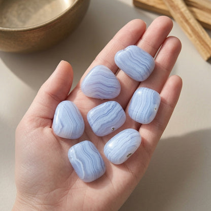 Natural Blue Lace Agate Raw Stone — Calm & Clear Communication Crystal
