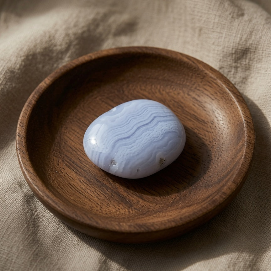 Natural Blue Lace Agate Raw Stone — Calm & Clear Communication Crystal