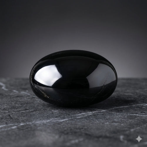 Black Obsidian Palm Stone – Protection & Grounding Crystal | Polished Natural Gemstone