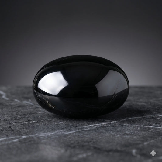 Black Obsidian Palm Stone – Protection & Grounding Crystal | Polished Natural Gemstone