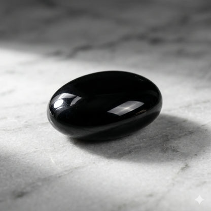 Black Obsidian Palm Stone – Protection & Grounding Crystal | Polished Natural Gemstone