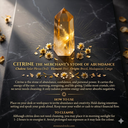 Natural Citrine Tower Point – Abundance & Manifestation Crystal | Authentic Healing Stone