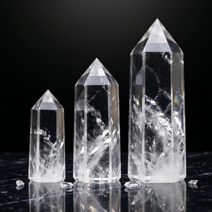 Natural Clear Quartz Tower Point – Clarity & Amplification Crystal | Polished Hexagonal Obelisk