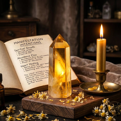 Natural Citrine Tower Point – Abundance & Manifestation Crystal | Authentic Healing Stone