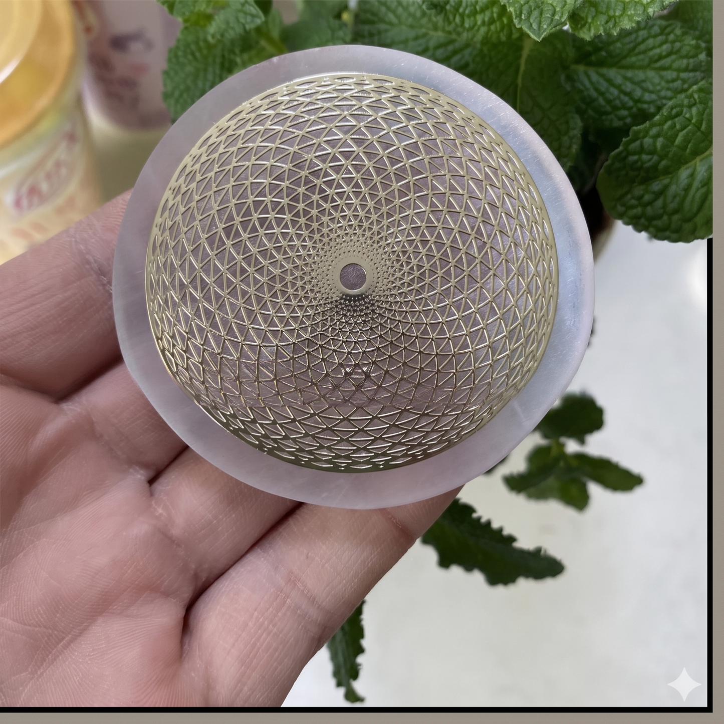 Selenite Crystal Charging Plate – Sacred Geometry | Crystal Cleanser & Energy Charger