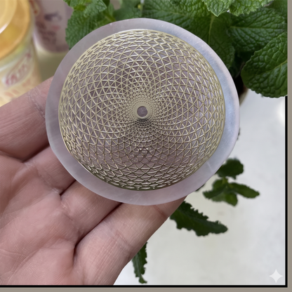 Selenite Crystal Charging Plate – Sacred Geometry | Crystal Cleanser & Energy Charger
