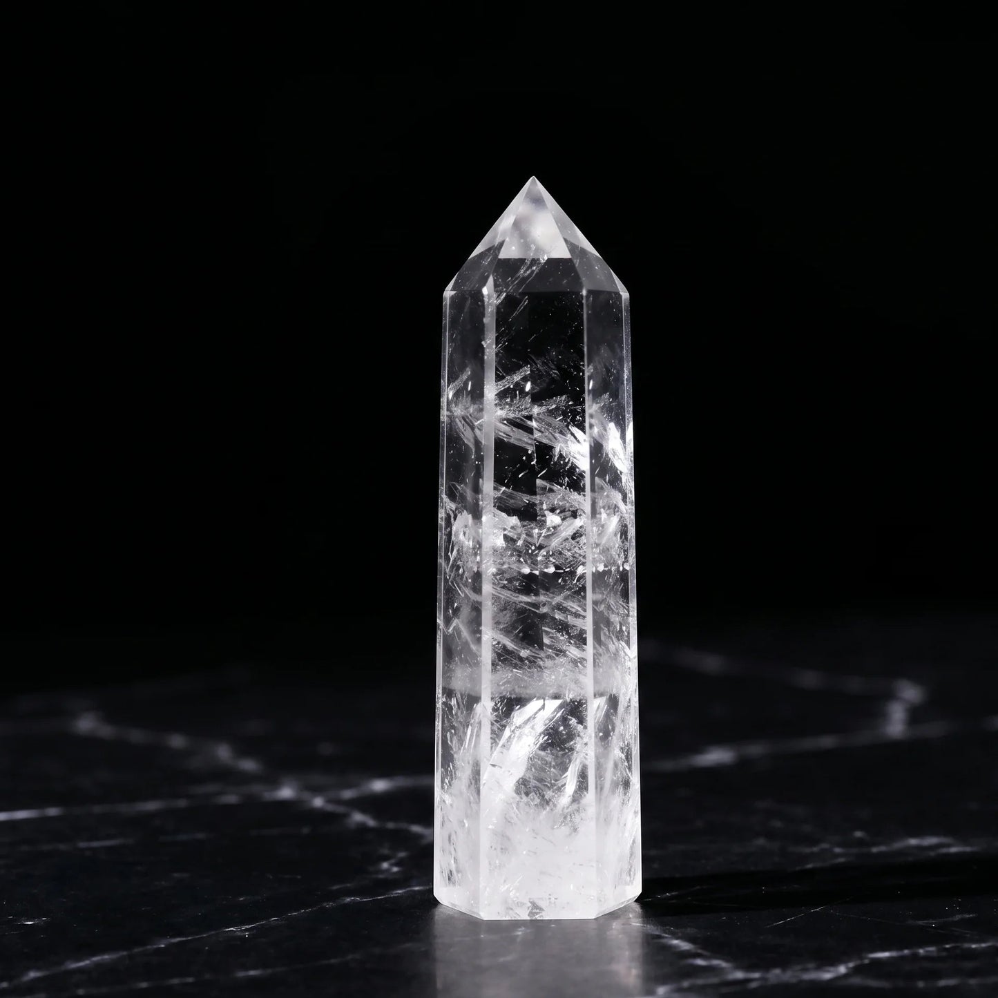 Natural Clear Quartz Tower Point – Clarity & Amplification Crystal | Polished Hexagonal Obelisk