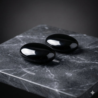 Black Obsidian Palm Stone – Protection & Grounding Crystal | Polished Natural Gemstone