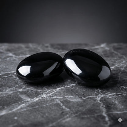 Black Obsidian Palm Stone – Protection & Grounding Crystal | Polished Natural Gemstone