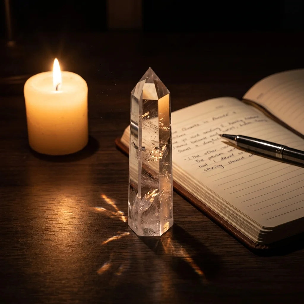 Natural Clear Quartz Tower Point – Clarity & Amplification Crystal | Polished Hexagonal Obelisk