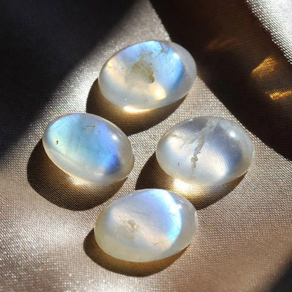 Natural Moonstone Polished Palm Stone — Intuition & New Beginnings Crystal