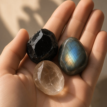 The Boundary Builder — Black Obsidian, Labradorite & Smoky Quartz Bundle