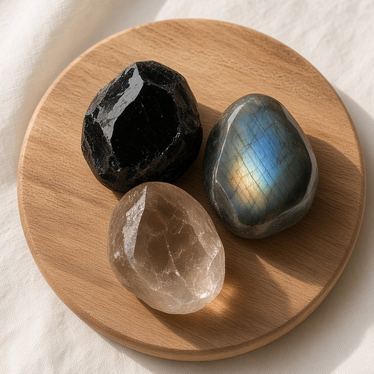 The Boundary Builder — Black Obsidian, Labradorite & Smoky Quartz Bundle