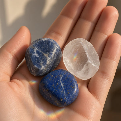 The Clear Speaker — Sodalite, Lapis Lazuli & Clear Quartz Bundle