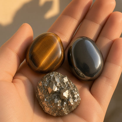 The Discipline Stack — Tiger's Eye, Hematite & Pyrite Bundle