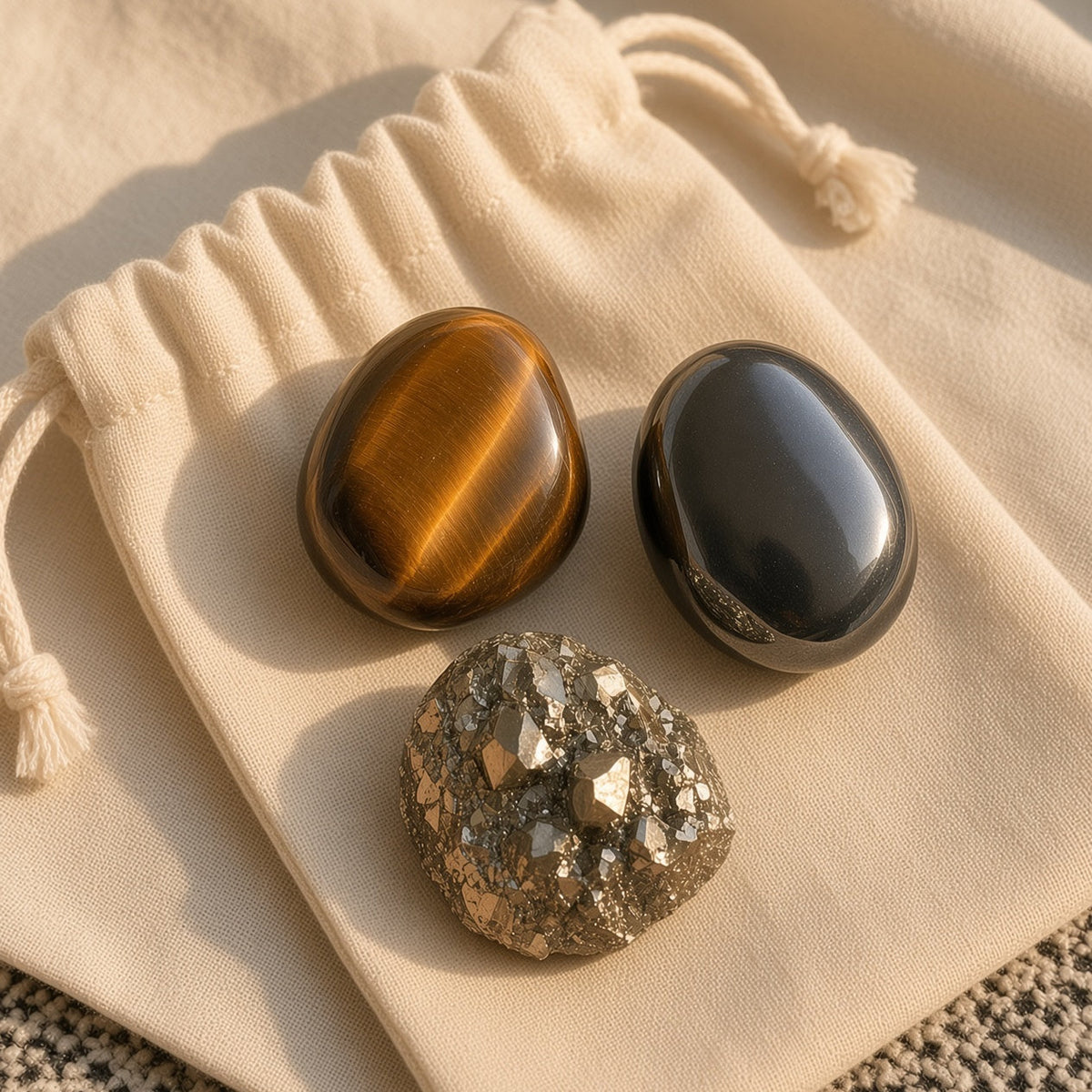 The Discipline Stack — Tiger's Eye, Hematite & Pyrite Bundle