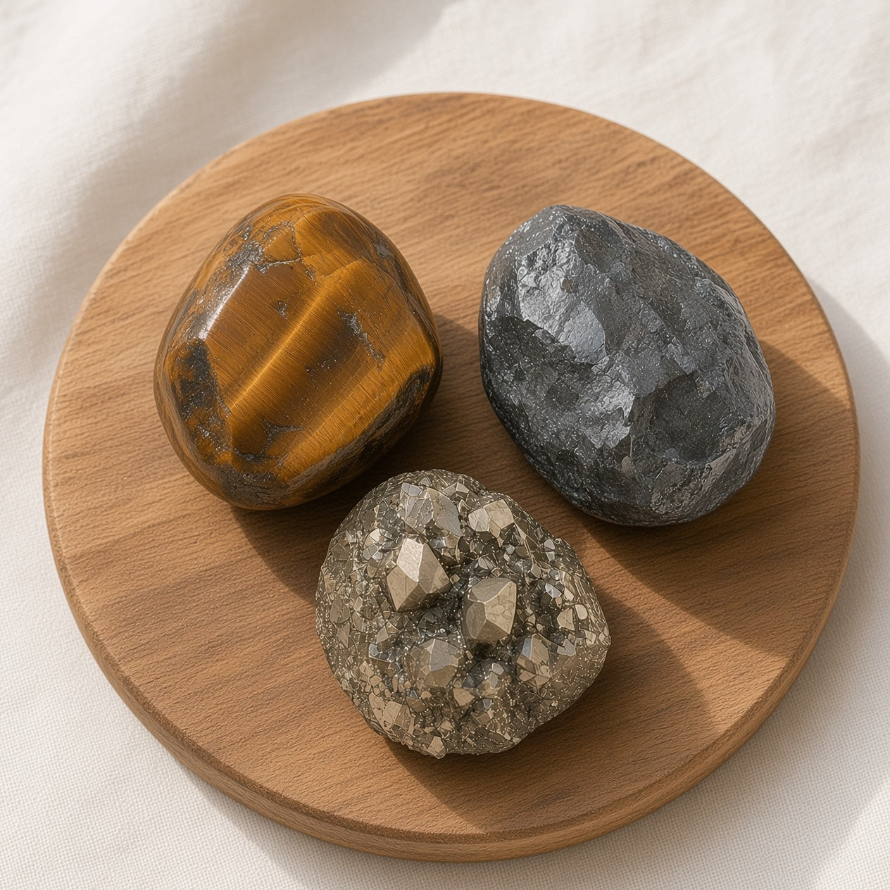 The Discipline Stack — Tiger's Eye, Hematite & Pyrite Bundle