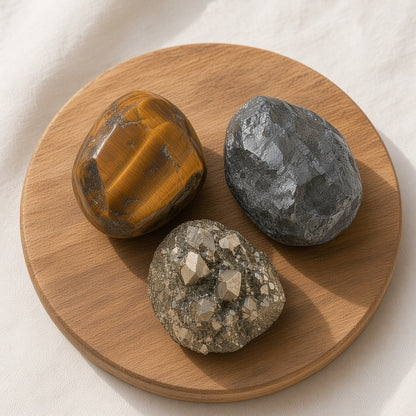 The Discipline Stack — Tiger's Eye, Hematite & Pyrite Bundle