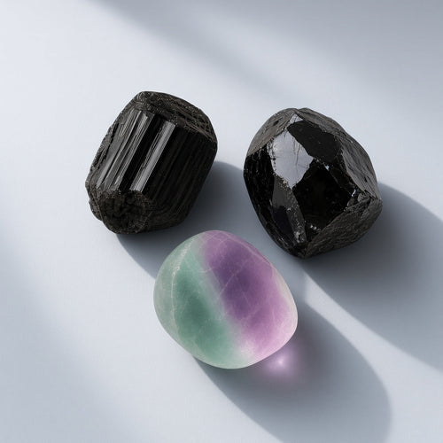 The Empath's Shield — Black Tourmaline, Black Obsidian & Fluorite Bundle