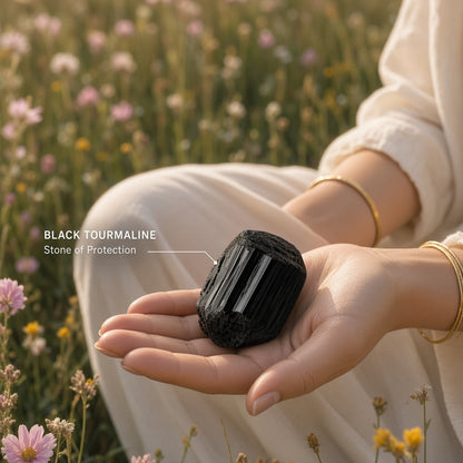The Empath's Shield — Black Tourmaline, Black Obsidian & Fluorite Bundle