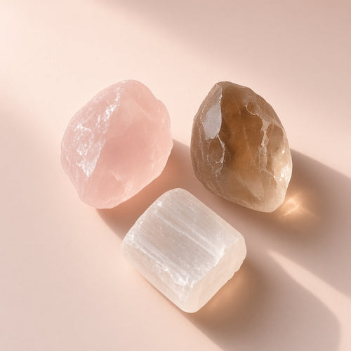 The Grief Companion — Rose Quartz, Smoky Quartz & Selenite Bundle