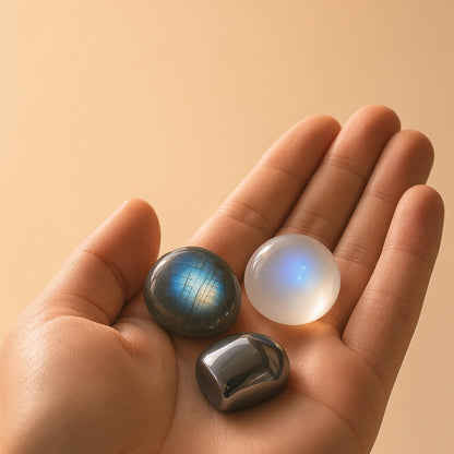 The Grounded Intuitive — Labradorite, Moonstone & Hematite Bundle