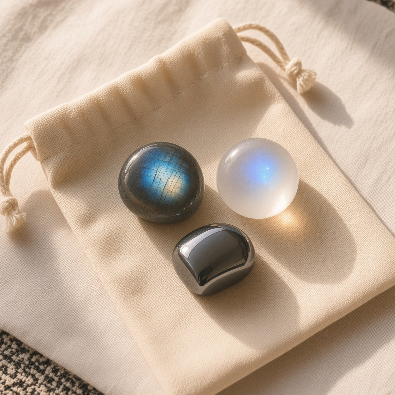 The Grounded Intuitive — Labradorite, Moonstone & Hematite Bundle