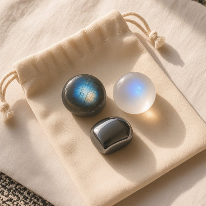 The Grounded Intuitive — Labradorite, Moonstone & Hematite Bundle