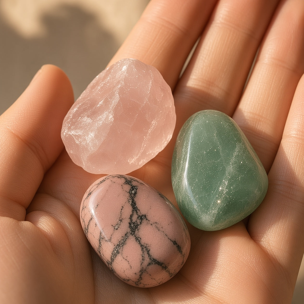 The Open Heart Repair — Rose Quartz, Rhodonite & Green Aventurine Bundle