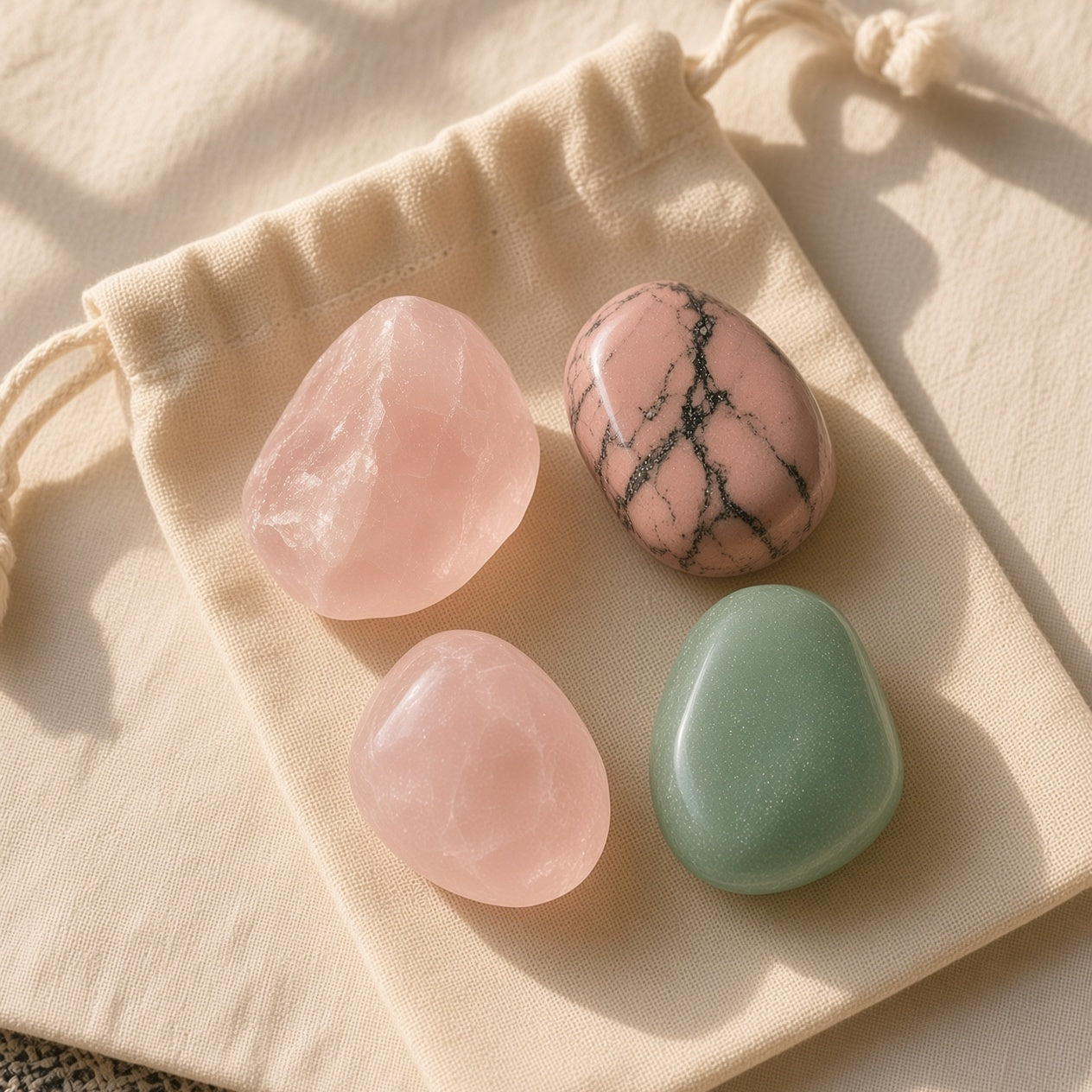 The Open Heart Repair — Rose Quartz, Rhodonite & Green Aventurine Bundle