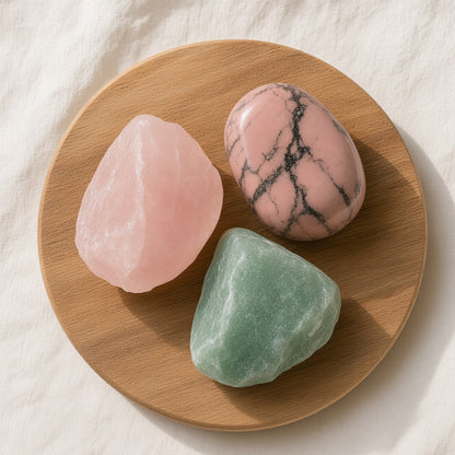 The Open Heart Repair — Rose Quartz, Rhodonite & Green Aventurine Bundle