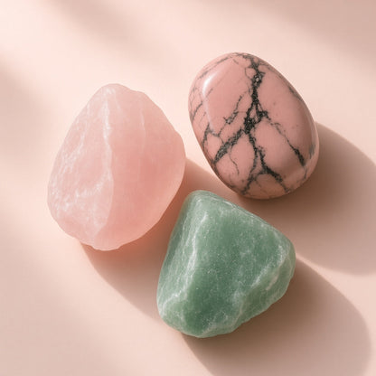 The Open Heart Repair — Rose Quartz, Rhodonite & Green Aventurine Bundle