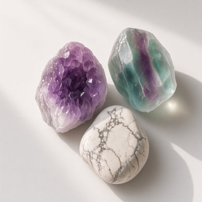 The Overthinker's Reset — Amethyst, Fluorite & Howlite Bundle