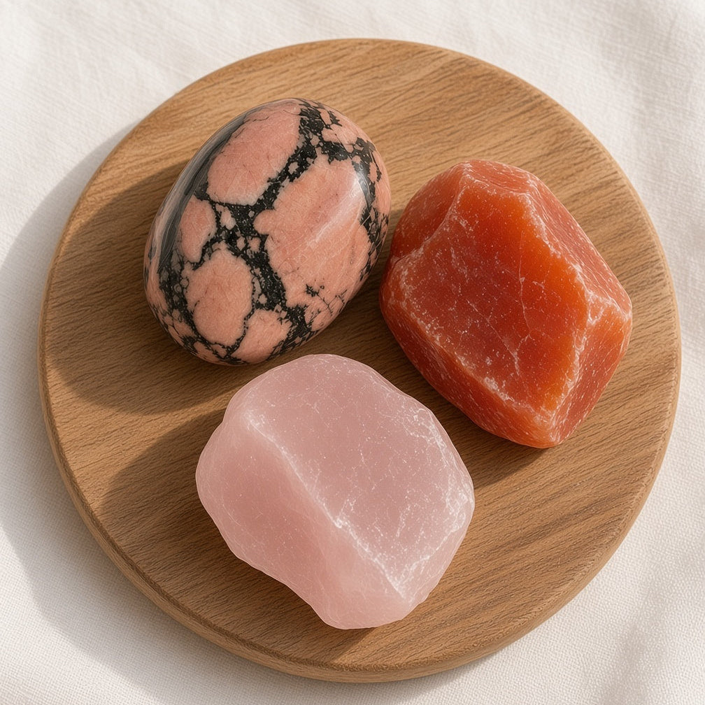 The Self-Worth Builder — Rhodonite, Carnelian & Rose Quartz Bundle