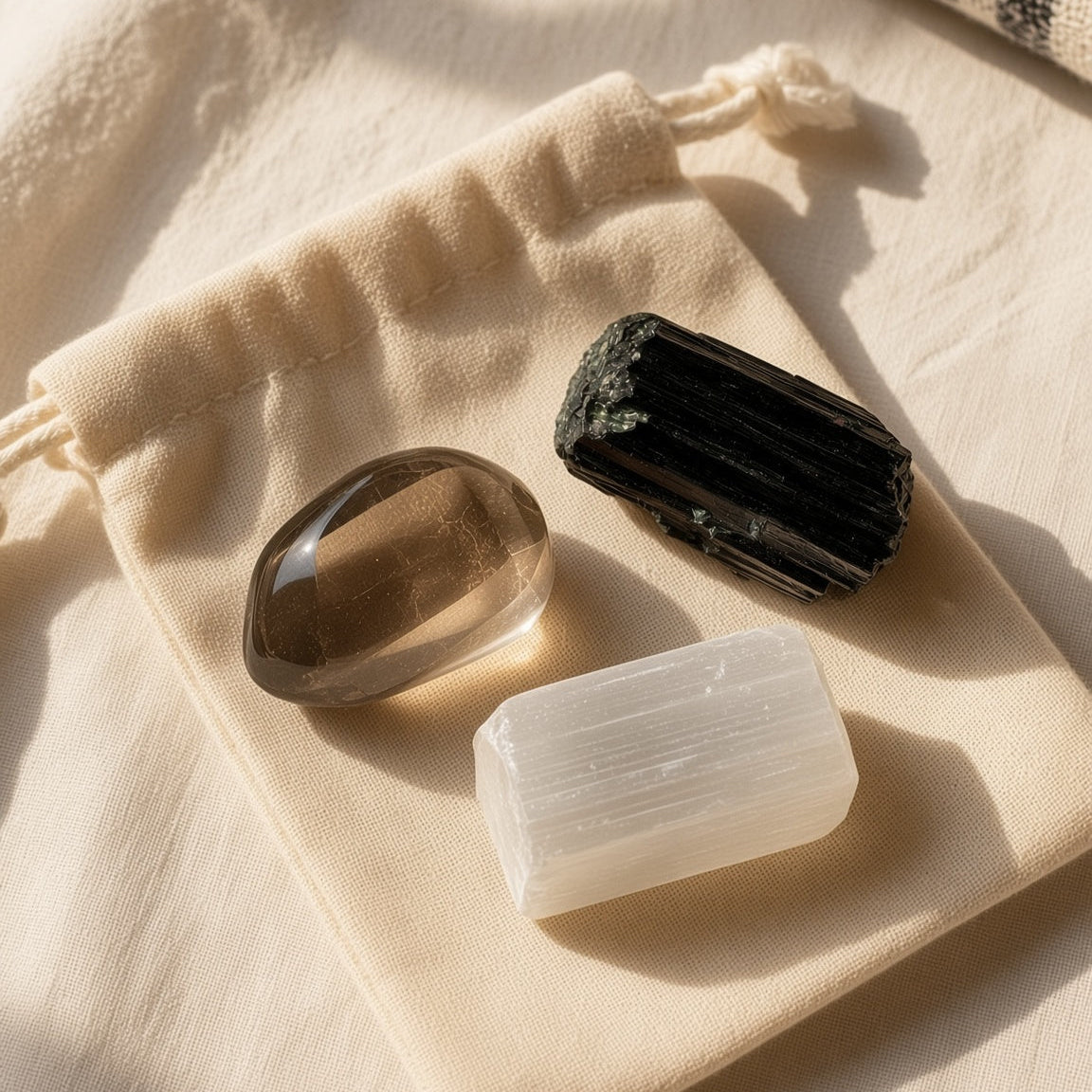 The Storm Anchor — Black Tourmaline, Smoky Quartz & Selenite Bundle