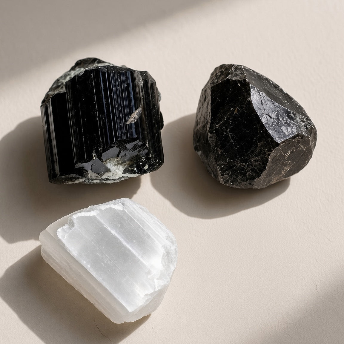 The Storm Anchor — Black Tourmaline, Smoky Quartz & Selenite Bundle