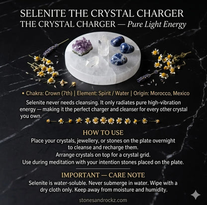 Selenite Crystal Charging Plate – Sacred Geometry | Crystal Cleanser & Energy Charger