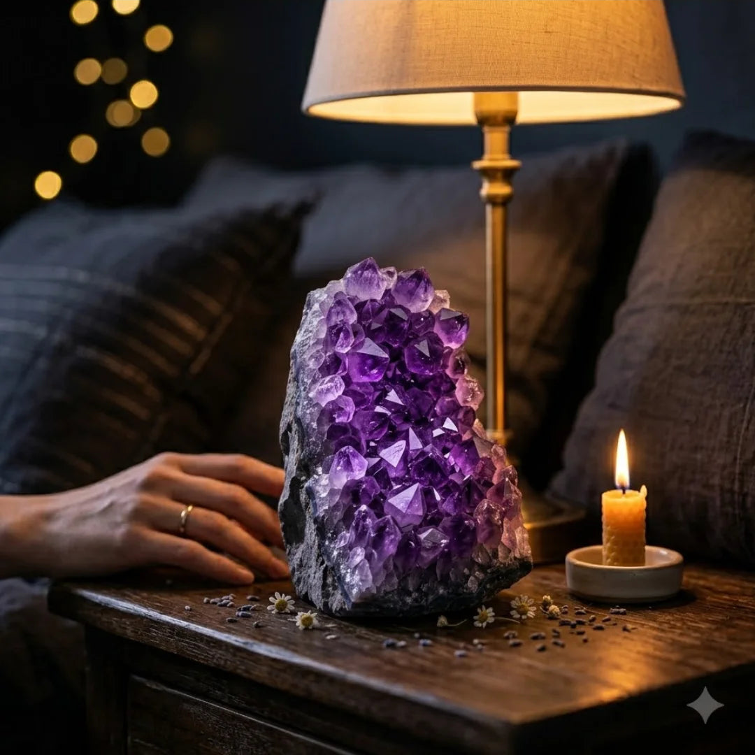 Natural Amethyst Cluster – Calming & Protection Crystal | Raw Authentic Geode