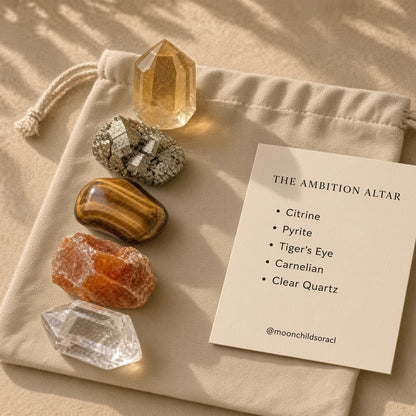 The Ambition Altar — Citrine, Pyrite, Tiger's Eye, Carnelian & Clear Quartz Bundle