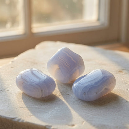 Natural Blue Lace Agate Raw Stone — Calm & Clear Communication Crystal