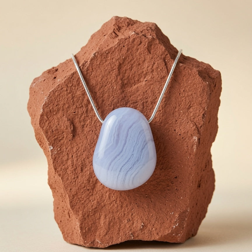 Natural Blue Lace Agate Raw Stone — Calm & Clear Communication Crystal