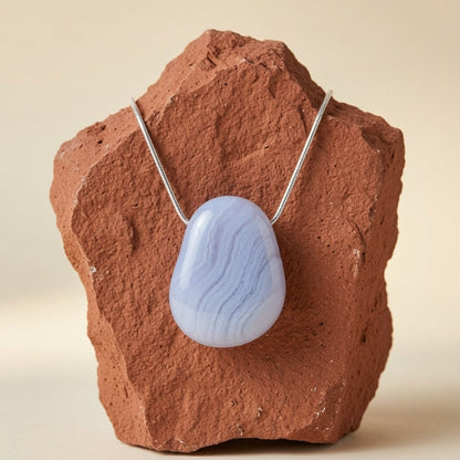 Natural Blue Lace Agate Raw Stone — Calm & Clear Communication Crystal