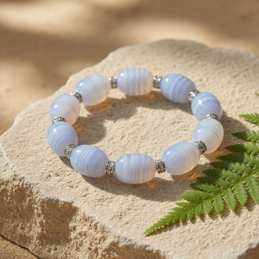 Natural Blue Lace Agate Raw Stone — Calm & Clear Communication Crystal