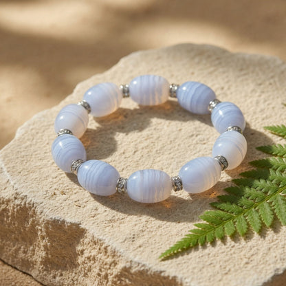Natural Blue Lace Agate Raw Stone — Calm & Clear Communication Crystal