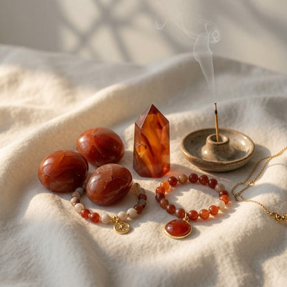 Natural Carnelian Flame Crystal Specimen — Vitality & Creativity Stone